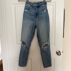 AE Curvy Distressed Mom Jeans